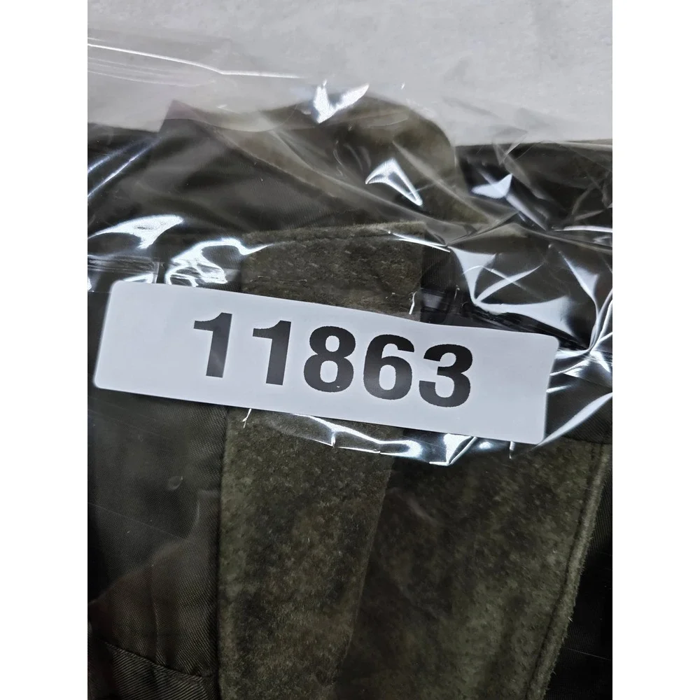John Ashford Suede Leather Vest Mens XL Olive Green Button Front Cinch Back‎